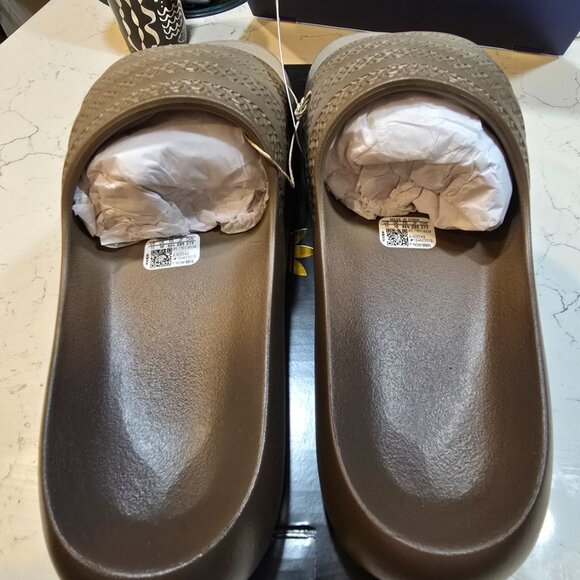 New Mens ADIDAS ADILETTE AYOON X DIME SLIDE IG2043 BROWN GOLD SIZE 10 NEW W 11 - Picture 6 of 14